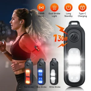 Rechargeable Personal Alarm Keychain for Women – 130dB SOS Siren + LED Light (USB-C)