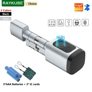 RAYKUBE V1 Smart Door Lock with Fingerprint, App & Key Access – Tuya BLE Cylinder for Offices & Stores