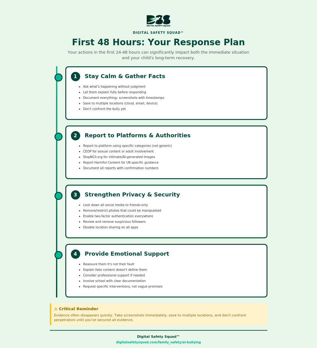 infographic - 48 hour response to ai bullying - digitalsafetysquad.com