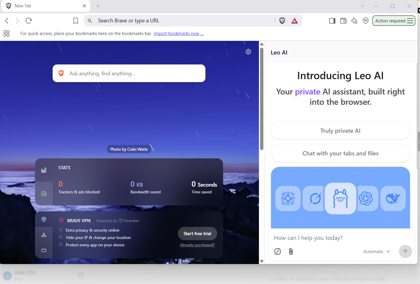 Brave Leo AI assistant in the Brave browser